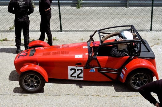 chases of Caterham on the circuit of the Cevennes with Ales in the French department of Gard the May 24th and 25th, 2013. on the starting line before the race