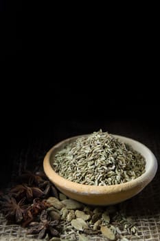 Cooking ingredients,spices on wooden table