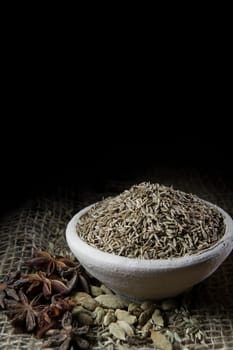 Cooking ingredients,spices on wooden table