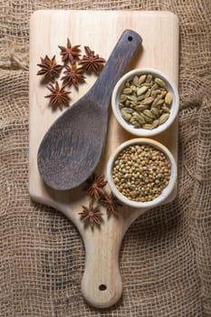 Cooking ingredients,spices on wooden table