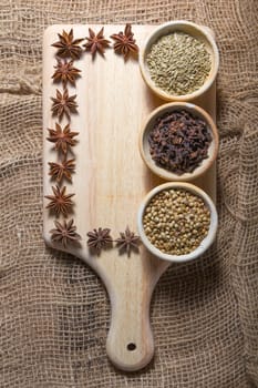 Cooking ingredients,spices on wooden table