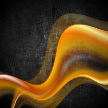 Abstract orange waves on grunge backdrop