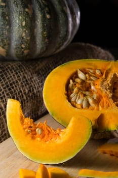Pumpkin setup on black background