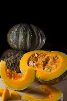 Pumpkin setup on black background