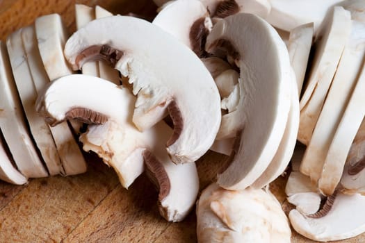Detail of the edible mushroom - button mushroom - champignon