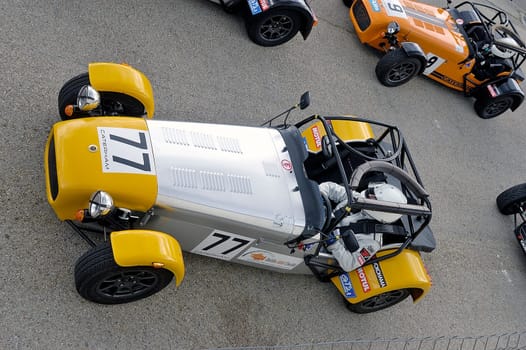 chases of Caterham on the circuit of the Cevennes with Ales in the French department of Gard the May 24th and 25th, 2013. on the starting line before the race