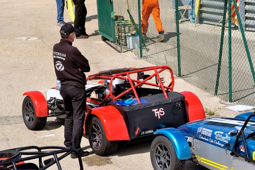 chases of Caterham on the circuit of the Cevennes with Ales in the French department of Gard the May 24th and 25th, 2013. on the starting line before the race