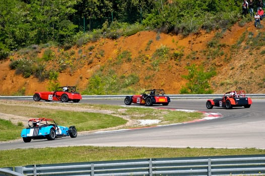 chases of Caterham on the circuit of the Cevennes with Ales in the French department of Gard the May 24th and 25th, 2013. On the circuit