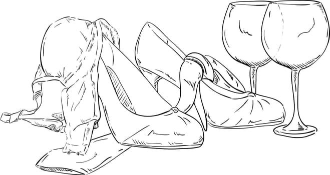vector - clothes lying on the floor after party