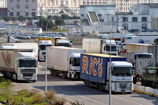 FOS-SUR-MER - FRANCE – MARCH 7, 2011, Road transport on the wearing of Marseille