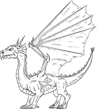 vector - dragon with wings , isolated on background