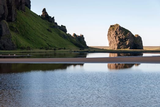 sea and rocks on the lagoon of Vik in Iceland