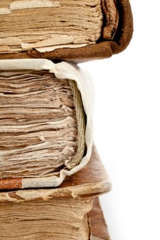 spine and headbands of three antique books