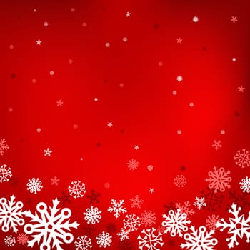 The white snow on the red mesh background, winter and Cristmas theme