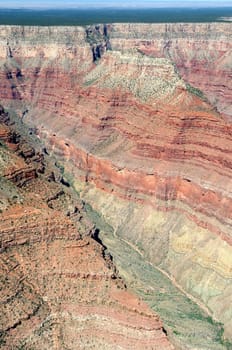 helicopter in flight into the Grand Canyon National Park