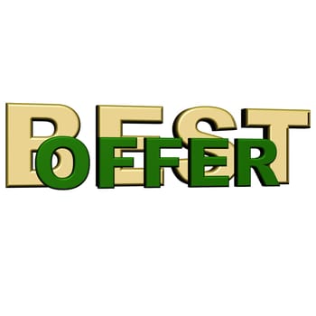 glossy gold and green three-dimensional inscription best offer