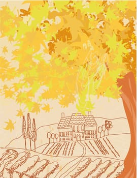 Beautiful vector autumn landscape