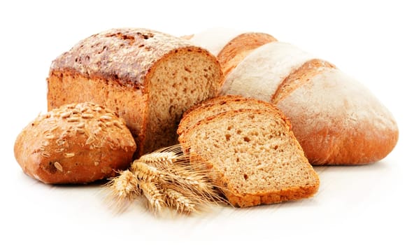 Composition with baking products isolated on white