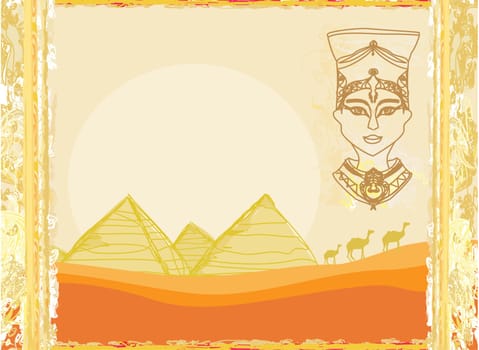 old paper with Egyptian queen