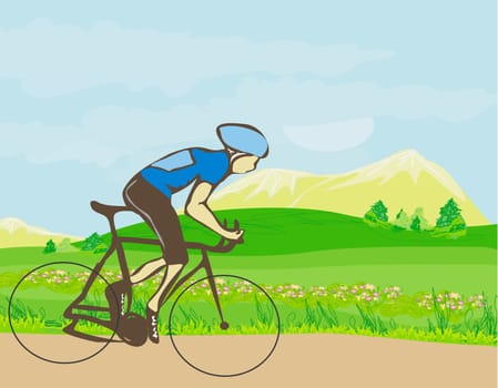 man riding a bike in the mountains