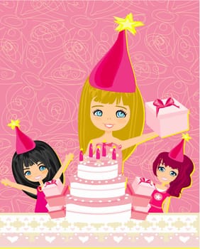 A vector illustration of kids celebrating a birthday party