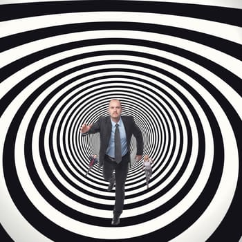 business people running in abstract tunnel