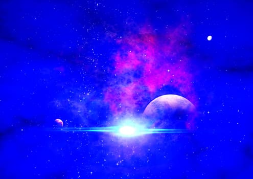 Far-out planets in a space against stars. "Elements of this image furnished by NASA""."