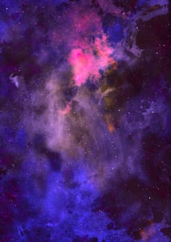 Far being shone nebula and star field against space