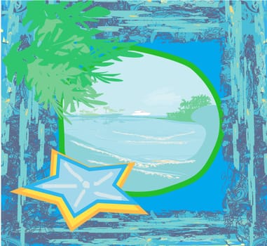 Tropical beach landscape - abstract grunge background
