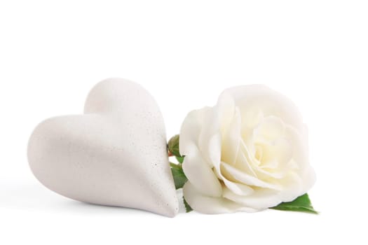 White rose with heart