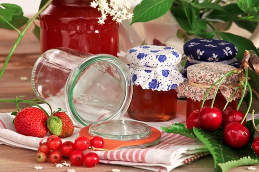 Cooking jam,jam jars