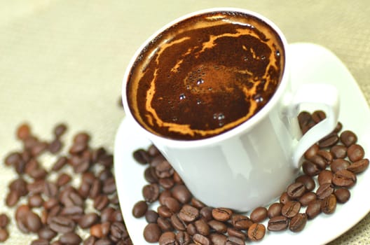 a cup full of tasty coffee