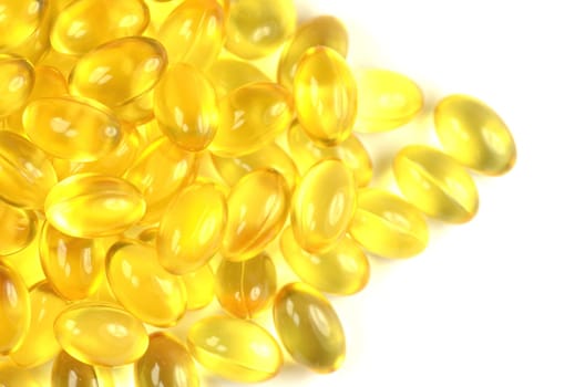 fish oil capsules isolated on white background