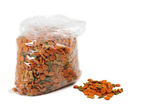 Dog food in plastic bag