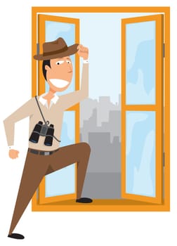 Man adventuring out of his office