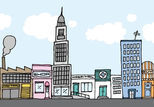 Vector cartoon city / Color Neighborhood
