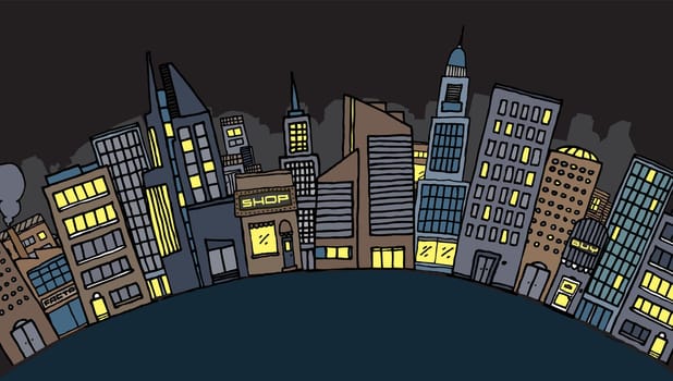 Vector city at night
