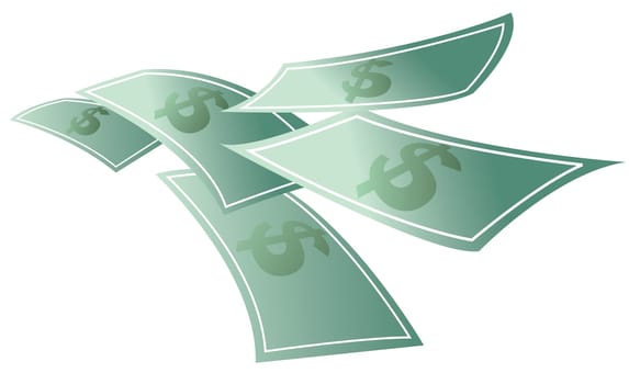 Money floating, dollars flying