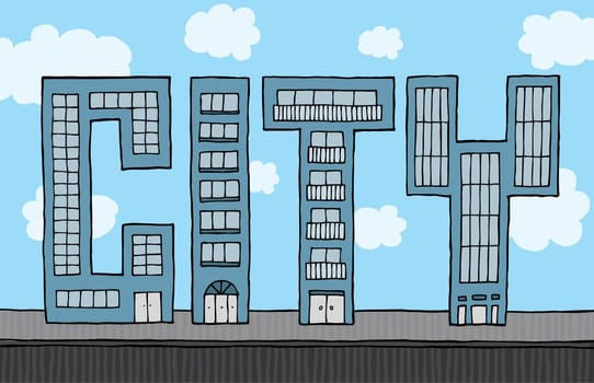 Buildings forming city
