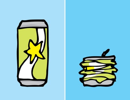 Cartoon can, before and after compacting