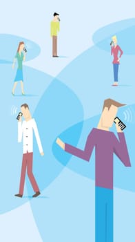 People talking on their mobile phones