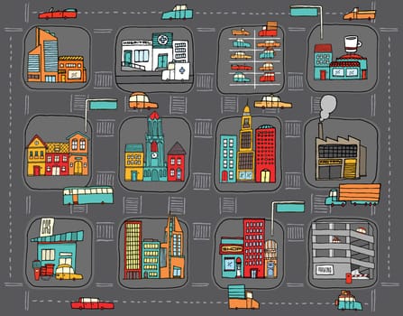 Colorful cartoon city map