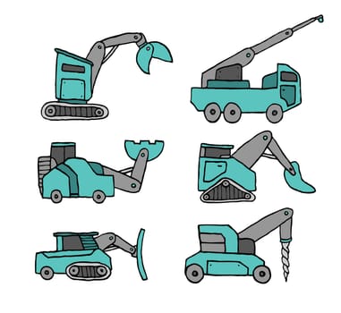 Cartoon construction vehicle set