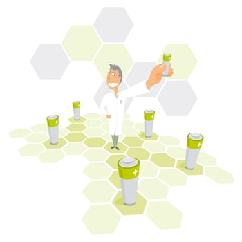 Scientist delivering clean energy / Power network