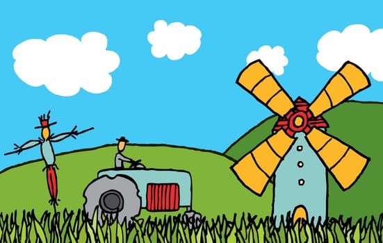 Cartoon country field