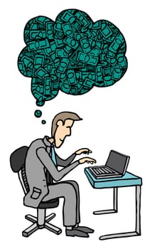 Bussinessman working hard for the money / Ambition