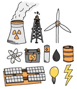 Energy vector icon set / Alternative power generation