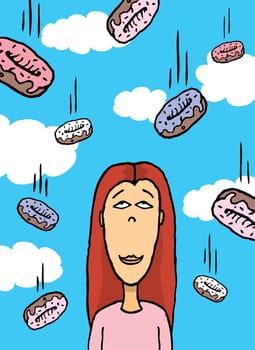 Girl in donut rain