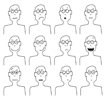 Vector cartoon faces and emotions