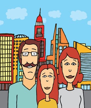 Happy family at the city